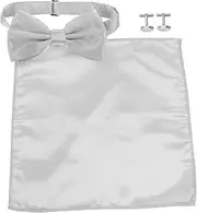 [LIFKOME] Men's Tuxedo Studs Set Bow Tie Handkerchief Suit Cufflinks Satin Bow Tie Set Wedding Groom Accessories