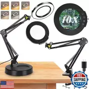 ITEFDTUTNE 10X Magnifying Glass with Light and Stand, 2-in-1 Desk Lamp with C