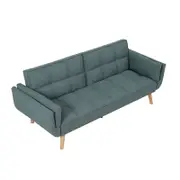 Familand 3 Seater Convertible Futon Sofa Bed with 2x Pillows in Green