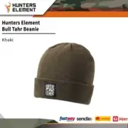 Hunters Element Cozy Warm Bull Tahr Beanie W Woven Killer Design Badge Khaki
