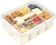 SLIVOUS Large Snackle Box Container, Dishwasher Safe Divided Serving Tray with Lid and Handle, Travel Snack Box Container Snack Tray with Lid for Fruits, Nuts, Candy, Veggie, Ideal for Trips & Picnics