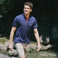 在飛比找Yahoo奇摩購物中心優惠-Nautica 男裝 簡約鯊魚圖騰短袖POLO衫-深藍