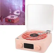 Jiawu Waves Bluetooth Speaker, Vintage Record Player Style with Ambient Light, Ocean Sound White Noise, 3-in-1 Wireless Speaker with Night Light and Time Display, Roseate