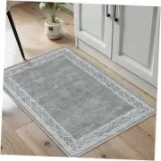 Modern Bordered Entryway Rugs Indoor, 2x3 Kitchen Rugs Non Slip Washable
