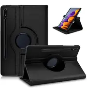 For Samsung Galaxy Tab S7 FE SM-T730 /T736B 360 Degree Rotating Flip Leather Stand Smart Auto Sleep /Wake Case Cover (Black)