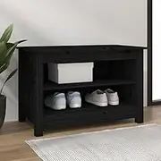 Shoe Bench Black 70x38x45.5 cm Solid Wood Pine Shoe Storage
