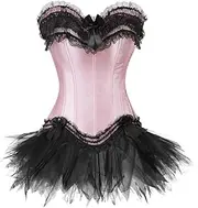 [OFFSUM] Women's Sexy Corset - Fashion Satin Lace Embroidery Patchwork Lingerie Dress Wedding Party Strapless Large Size Adjustable Streetwear Top