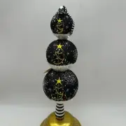 2007 Patricia Breen Chameleon Finial Black 13" Tree Topper Tree Stars Striped