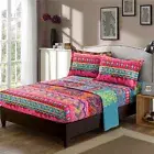 4 Pieces Bohemian Sheet Set Flat Fitted Single Double Queen King Bed Pillowcases