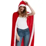 Christmas Coat Cape with Hood Christmas Woman Cloak Costume Santa Hooded Cape