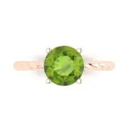 2 Round Cut Rope Knot Real Peridot Wedding Bridal Promise Ring 14k Rose Gold