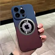 Wireless Charge Hard PC Case for iPhone 14 13 12 11 Pro Max Plus Magnetic Bumper Gradient Color Matte Cases Cover,Blue,for iPhone 13