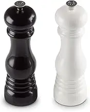 Le Creuset Salt and Pepper Mill Set, 8" x 2 1/2" Each, Black & White