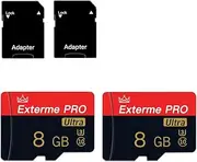 2 Pack Micro SD Card 8GB Class 10 with SD Adapter High Speed Memory Card for Tablet,Camera,Drone
