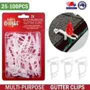 25-100PCS Christmas Light Holder Multipurpose Gutter Clips Hanging Hooks Outdoor