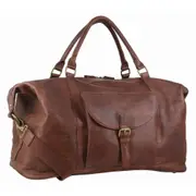 Pierre Cardin PC3134 Rustic Leather Overnight Bag with front pocket - Chestnut