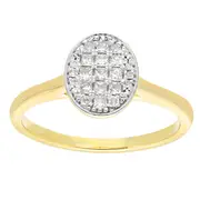 Oval Shape Ring with 1/4ct of Diamonds in 9ct Yellow Gold