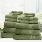 14pc Renee Taylor Stella Hand/Bath Towel/Mat Set Soft Bamboo Cotton 650GSM Jade