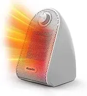 KEPLIN Ceramic Desk Heater, 500W, Electric Low Energy Consumption for Home & Office, Mini Portable Plug-in, Adjustable Thermostat Space Heater with Overheat & Tip-Over Protection (White)