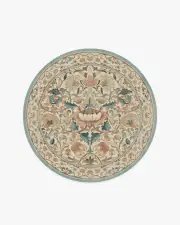 185' Round | Machine Washable Runner Rug | Kid & Pet Friendly | Indoor Rug | Lodden Soft Rose & Teal Rug by Morris & Co. | Ruggable