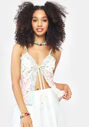 [NGOrder] Ditsy Floral Tie Front Crop Top