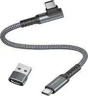 FastCharge 100W USB C to USB C Cable 1FT with 90 Degree Adapter for iPhone and