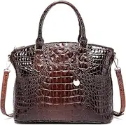 [ZOSIVEB] Satchel Bag Women’s Vegan Leather Crocodile-Embossed Pattern With Top Handle Large Shoulder Bags Handbags