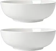 ALLUSEIT Serving Bowls Mixing Bowl, 64oz | 1.9L Large Bone Ceramic Bowls Set of 2 for Pasta Salad Pho Soup Fruit Ramen etc, Microwave Dishwasher Safe White Porcelain, Φ8inch | 20.8cm