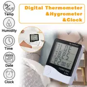 Digital Thermometer Hygrometer Temperature Humidity LCD Meter Clock Function