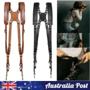 Dual Camera Shoulder Strap Adjustable Leather Quick Release Harness Accessory