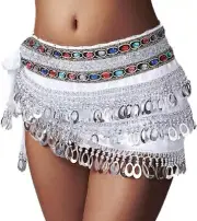 Belly Dance Hip Scarfs Sequin Tassels Outfit Dance Hip Skirts Performance Fringe