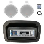 Pyle Marine Radio,Spa Bezel,Adapter, Antenna,Wire, 2x 6.5" 200W White Speaker