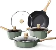 Pots and Pans Set Non Stick, 8 Pieces Induction Cookware, Octagon Nonstick Kitch