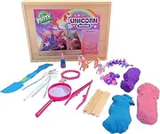 DIY jr Unicorn Putty Explorers Sensory Kit Girls Wooden Play Box Unicorn Lovers Toys Moldable Sand Kit Imagination Toys Bracelet Alicorns Pegasus Teacher Class Gifts Horn