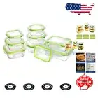 Durable 9 Set Glass Food Storage Containers with Snap-Lock Lids - Eco-Friendly