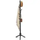 Wooden Coat Rack Stand, Free Standing Coat Rack with 8 Hooks 3 New Black