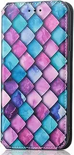 [YukeTop] Case for Oppo A96 5G, PU Leather Flip Folio Wallet Cover, with Card Slots, Case Cover for Oppo A96 5G.(Purple Scales)