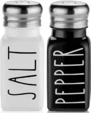 Salt and Pepper Shakers Set by - Cute Modern Farmhouse Kitchen Black / White