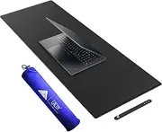Cacoy PU Leather Desk Pad, 100x40cm Extended Office Desk Protector, Gaming Mouse Pad, Leather Desk Mat Blotter Ideal for Home or Office (Black)