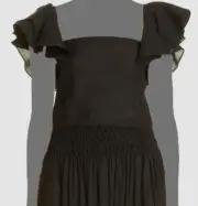 $245 Vince Women's Black Flutter Sleeve Strap Cami Blouse Top Size S