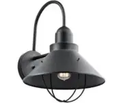 GLOBE LIGHTING Seaside 1-Light Black Outdoor Hardwired Barn Sconce