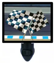 Auto Racing Decorative Photo Night Light, Checkered Flags, Finish Line
