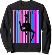 [X.Style] Womens Birthday 21st Rhythmic Gymnastics Jumping with Ball Sweatshirt ds1963 Sweater (2XL) Black