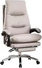 Classic Home Office Chair Leisure Chair Comfortable Padded Desk Chair Bedroom Study High Back Chair PU Leather Office Chair Desk Task Chair(Beige)