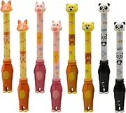 Maydahui 8PCS Standing Cartoon Animal Rollerball Gel Pens Bear Panda Pig Fox Style Novelty Priting Pen Black Ink for School Party Office