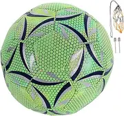 BRIGHTFUFU 1Pc Fluorescent Reflective Soccer Ball for Wear Resistant PU Football for Training Luminous Sports Ball Stylish Design for Cool Matches