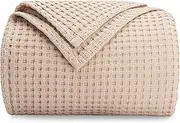 Comfy Cubs 100% Cotton Waffle Weave Blanket Breathable Skin-Friendly Soft Lightweight Blankets - Perfect Warm Textured Blanket Layer - Size for Couch Bed & Sofa (Blush, Queen-Waffle - 90" X 90")