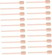 STOBAZA 25Pcs Wooden Honey Dipper Sticks Honey Mixing Stirrers for Coffee Tea Reusable Kitchen Stirring Rods Safe and Easy to Clean