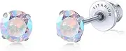[limerencia] Hypoallergenic G23 Implant Grade Titanium Screw Back Earrings Tragus 20G Helix F136 Piercing Post for Sensitive Ears Simulated Diamond Cartilage