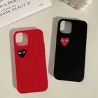 Black Red Heart Back Cover For iPhone 16 15 14 13 12 11 Pro Max Plus New Case